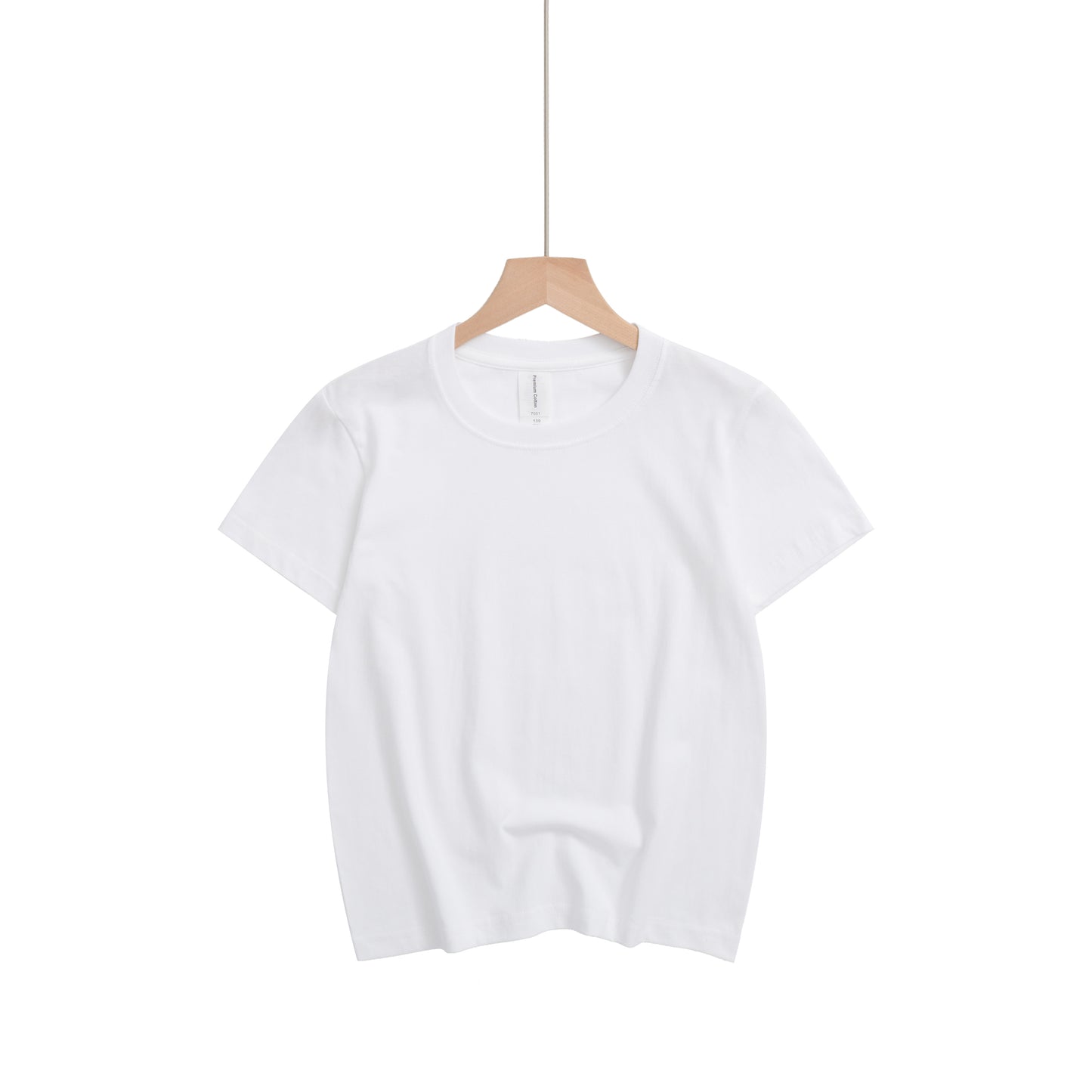 180G Kids Round Neck Short Sleeve T-Shirt - White
