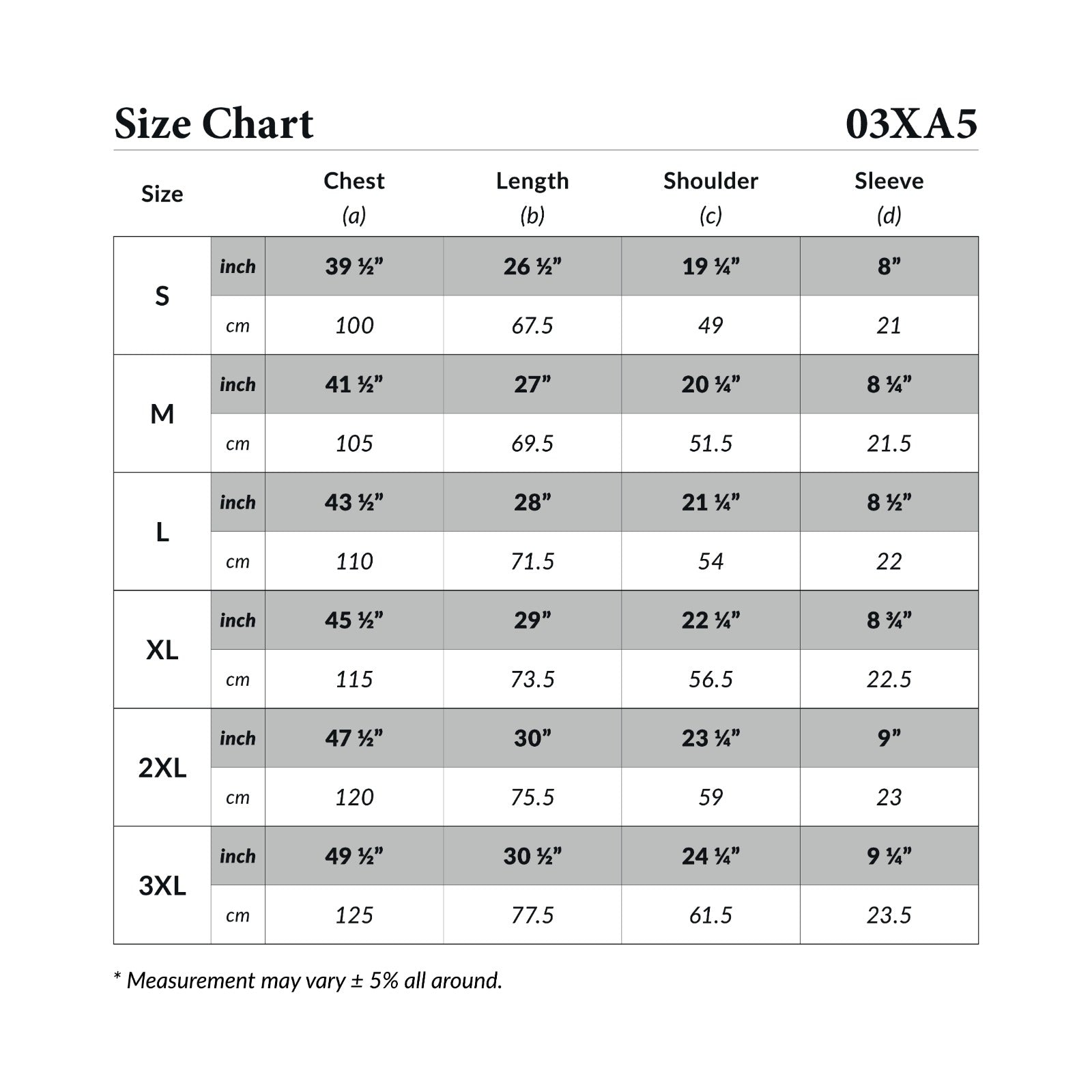 Size Chart