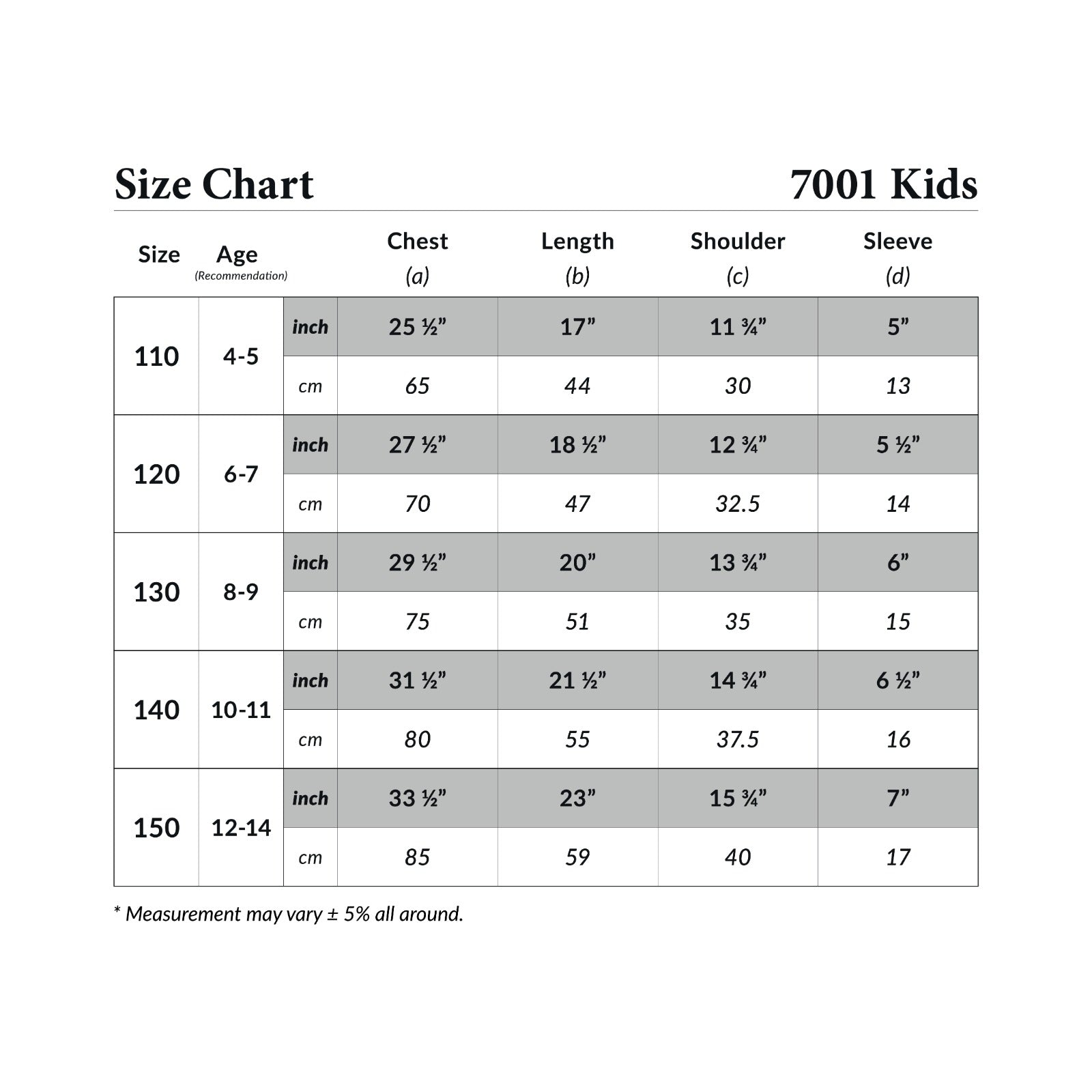Size Chart