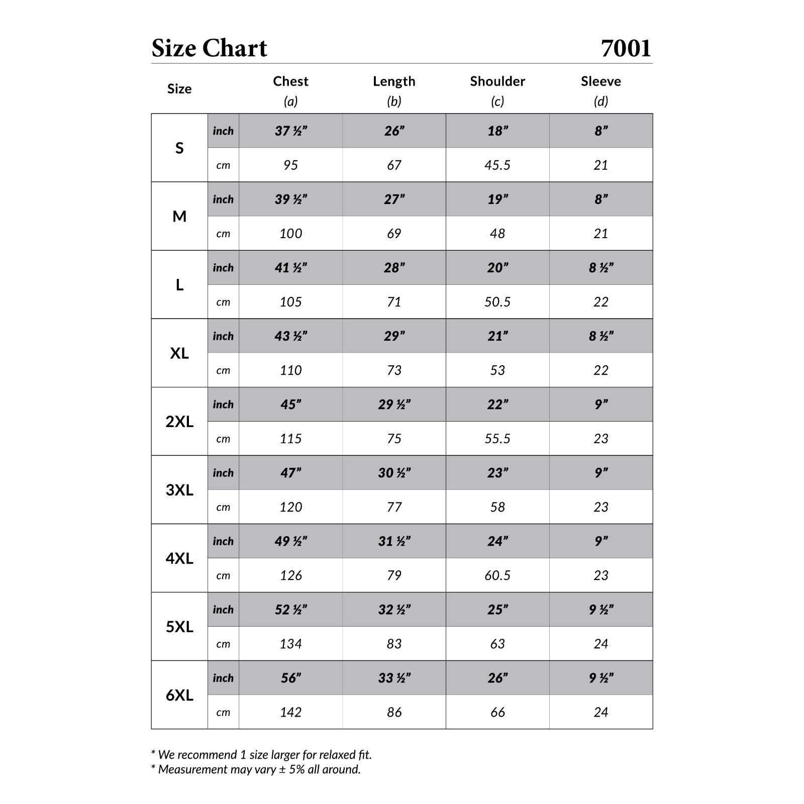 Size Chart