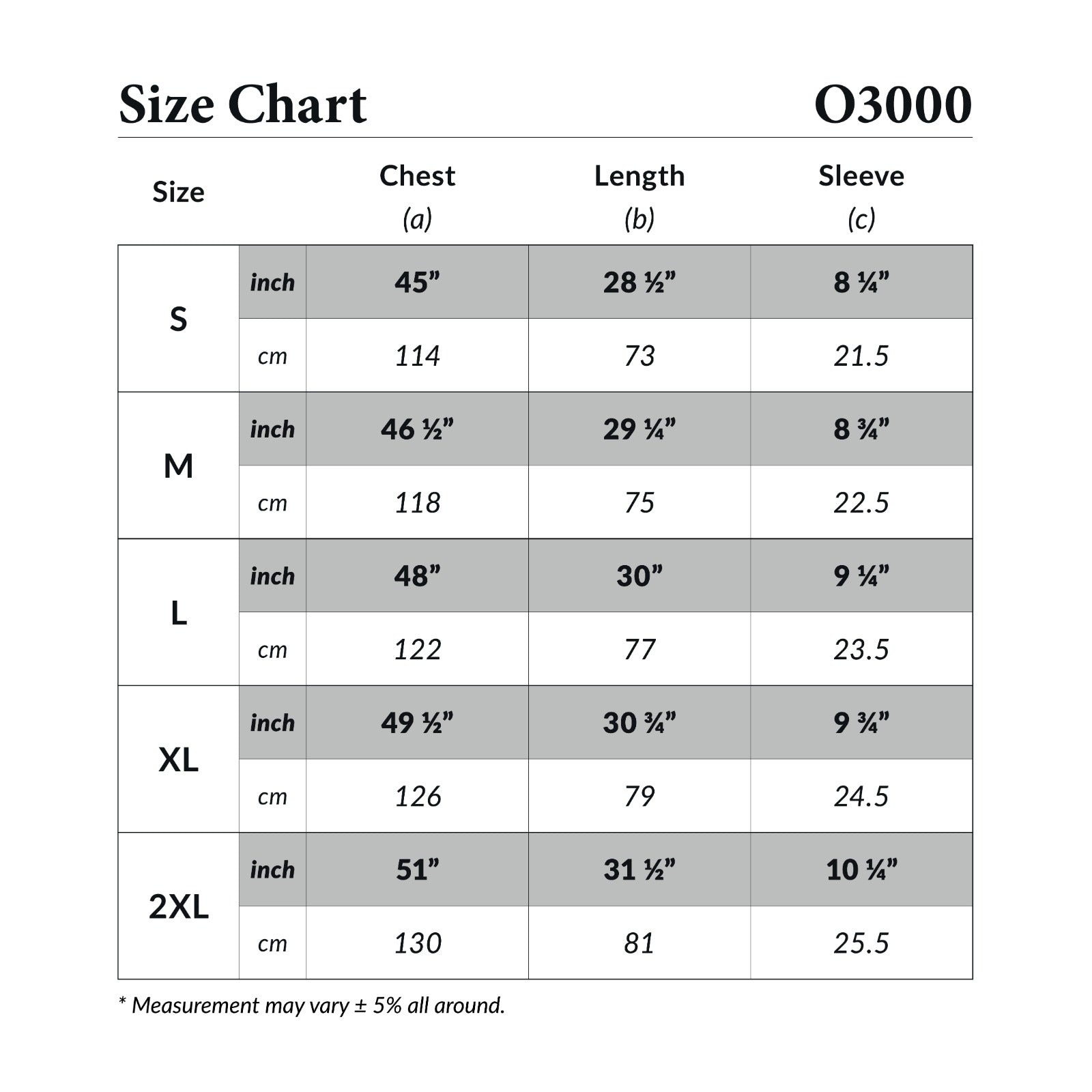 Size Chart